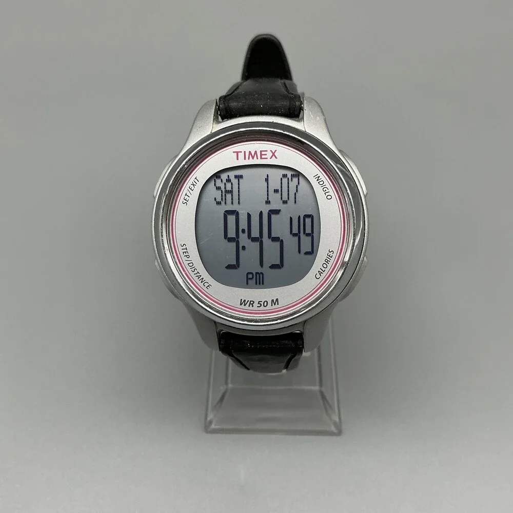 Timex Womens Watch 39mm Gray Digital Indiglo 50M Timer Pedometer New Battery